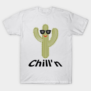 Chill'n Cactus Design, Black Lettering T-Shirt